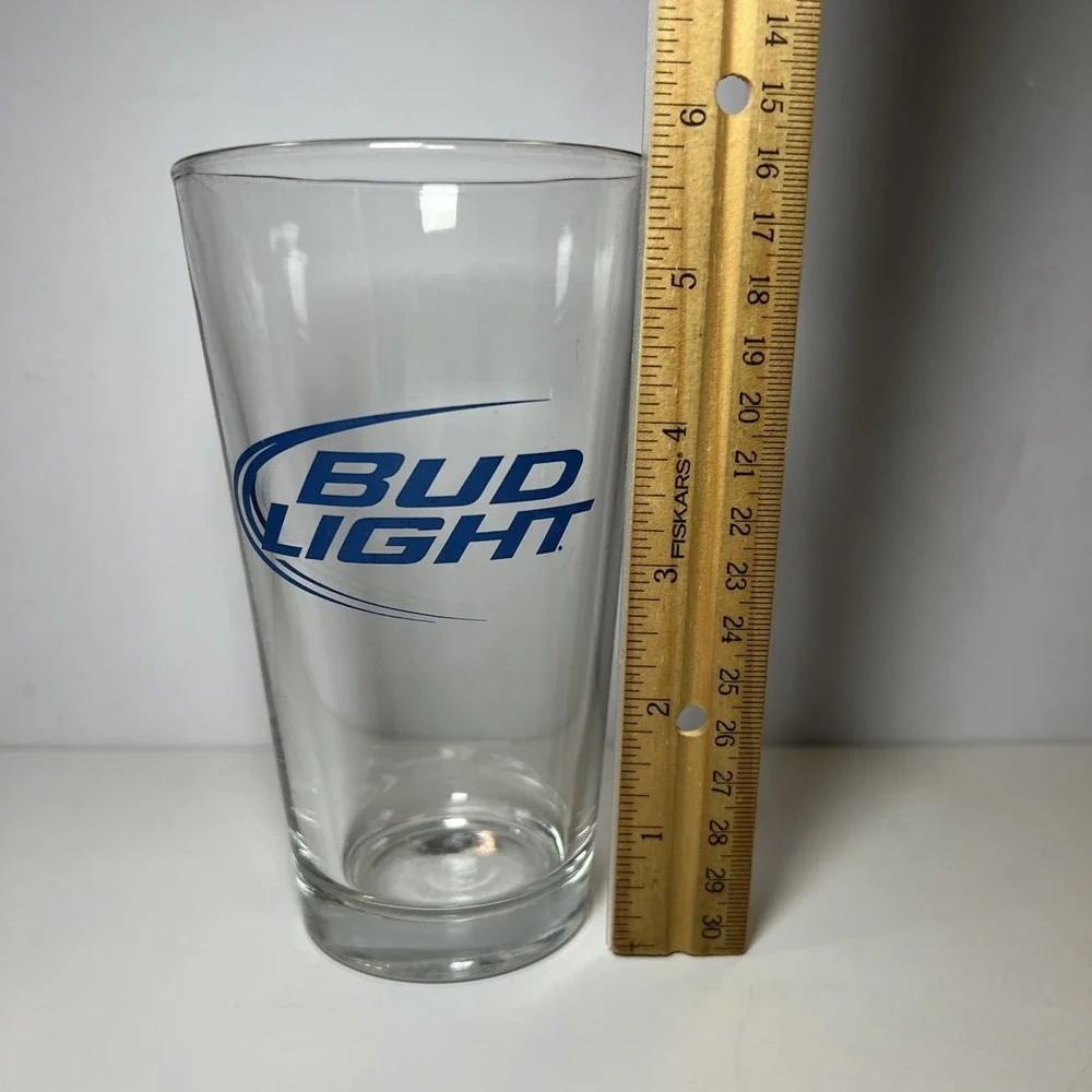 Vintage Bud Light Clear Pint Beer Bar Glass 14 Oz Budweiser Barware